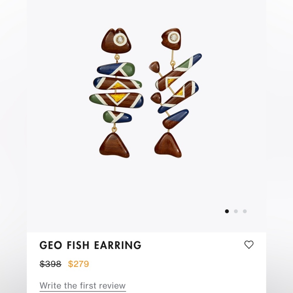 Tory burch new geo fish wood earrings